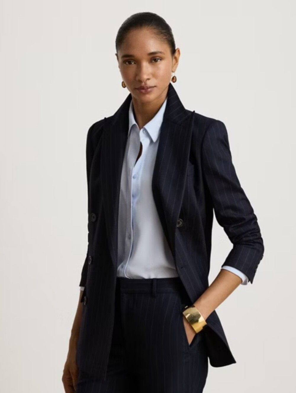 Lauren Ralph Lauren Women's Pinstripe Double-Breasted Twill Blazer